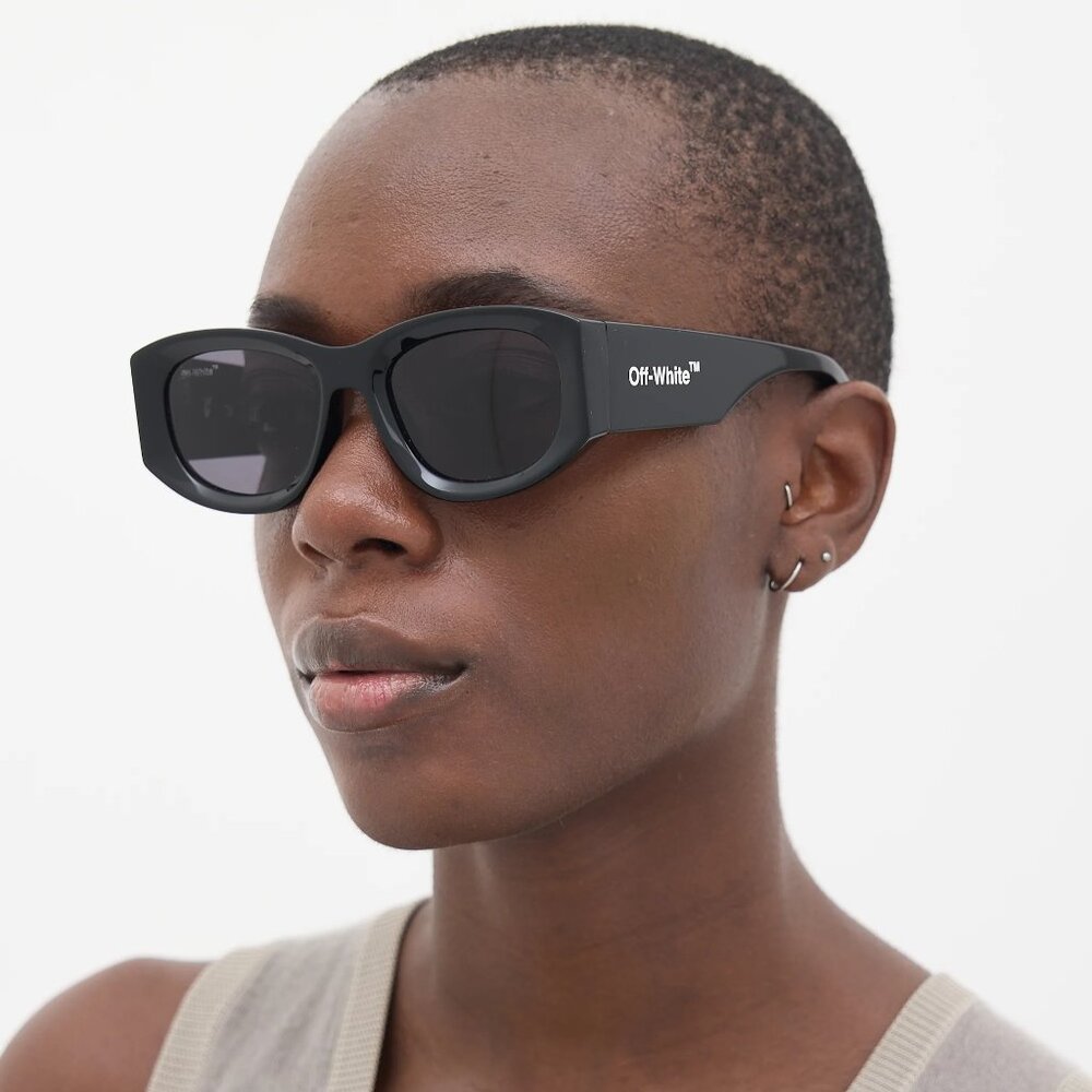Off-White Men Sunglasses Black Grey Cat Eye OERI041 JOAN 1007 NEW AUTHENTIC - Picture 11 of 15